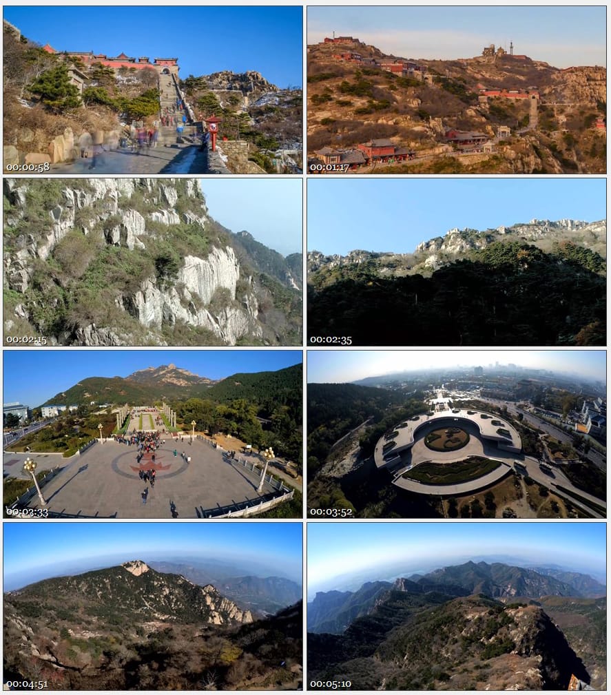 五岳东岳泰山实拍风景航拍延时素材高清旅游自然治愈系短视频背景
