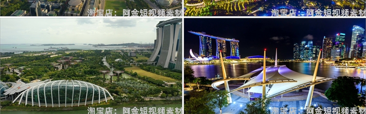 新加坡风光景点航拍国外建筑风景素材高清旅游自然治愈系视频背景