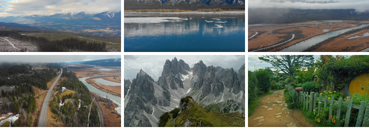 4K自然风景风光治愈系雪山川河流瀑布清新航拍高清抖音长视频素材