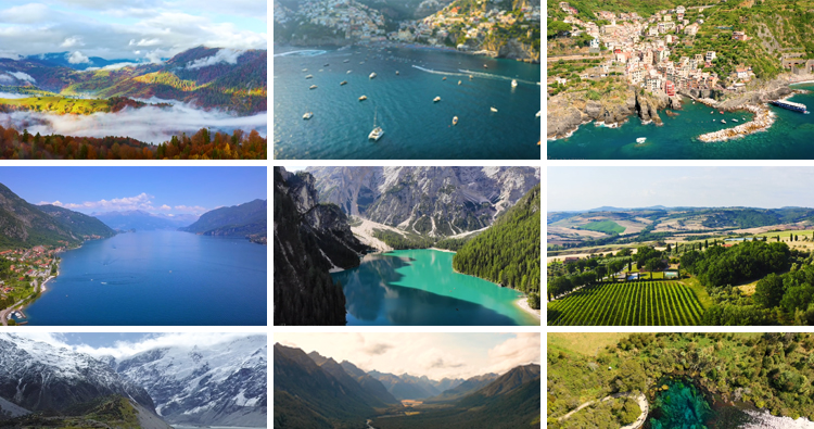 4K自然风景风光治愈系雪山川河流瀑布清新航拍高清抖音长视频素材