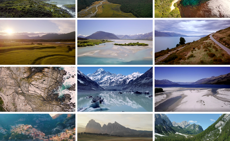 4K自然风景风光治愈系雪山川河流瀑布清新航拍高清抖音长视频素材