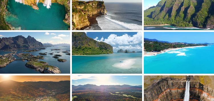 4K自然风景风光治愈系雪山川河流瀑布清新航拍高清抖音长视频素材