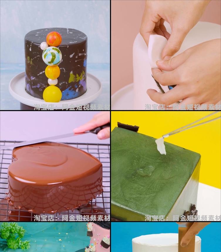 国外蛋糕裱花装饰高清甜品美食手工自媒体小说推文素材解压视频