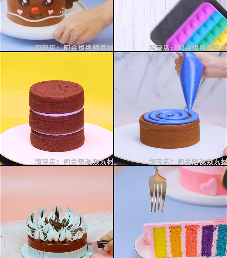 国外蛋糕裱花装饰高清甜品美食手工自媒体小说推文素材解压视频