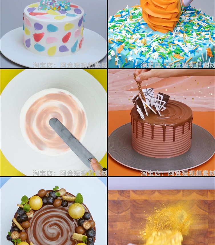 国外蛋糕裱花装饰高清甜品美食手工自媒体小说推文素材解压视频