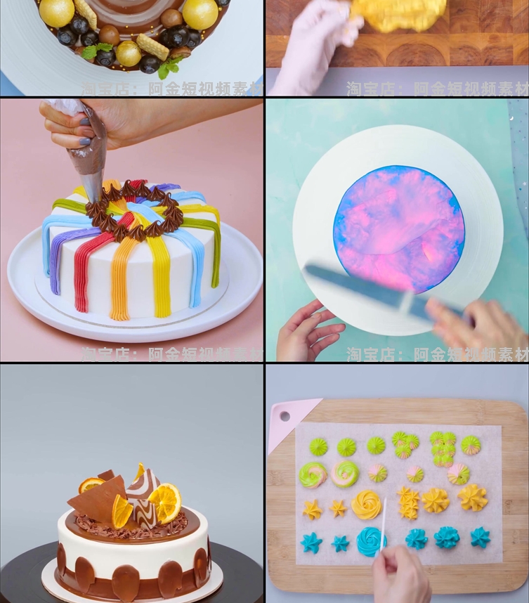 国外蛋糕裱花装饰高清甜品美食手工自媒体小说推文素材解压视频