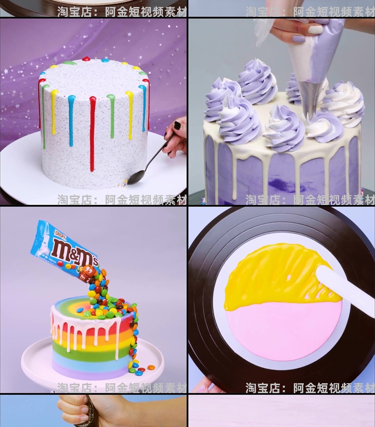 国外蛋糕裱花装饰高清甜品美食手工自媒体小说推文素材解压视频