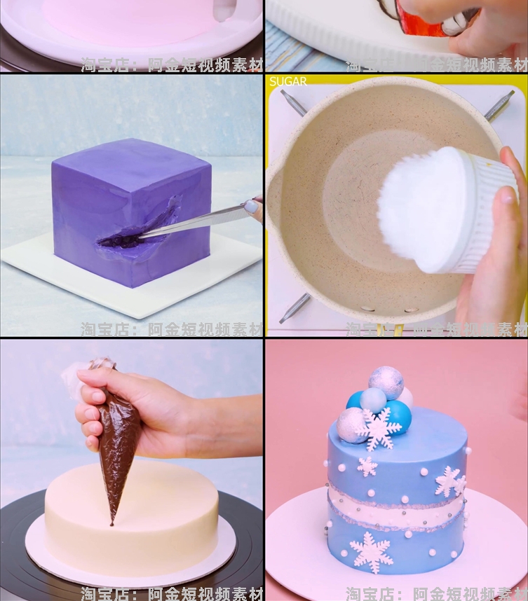 国外蛋糕裱花装饰高清甜品美食手工自媒体小说推文素材解压视频