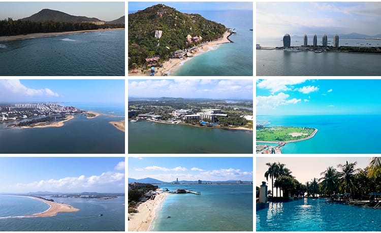 海南三亚旅游风景区海滩沙滩海滨城市游艇岛屿宣传片航拍视频素材