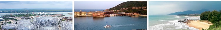 海南三亚旅游风景区海滩沙滩海滨城市游艇岛屿宣传片航拍视频素材