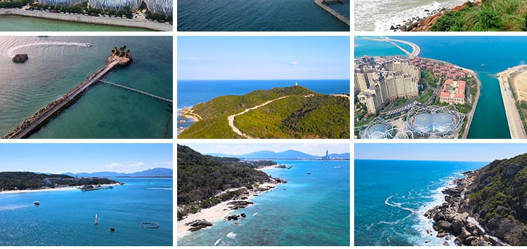 海南三亚旅游风景区海滩沙滩海滨城市游艇岛屿宣传片航拍视频素材