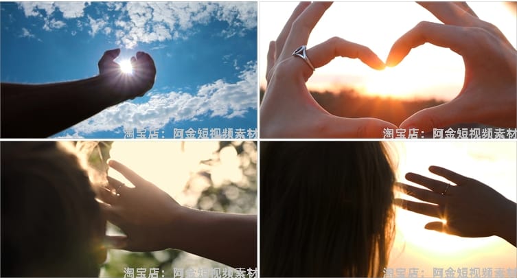 阳光穿透过手指唯美夕阳情感人物抖音视频自媒体高清实拍素材剪辑