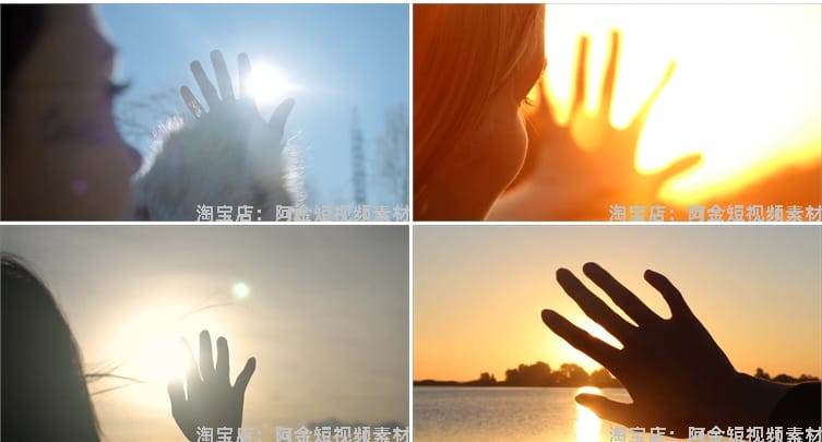 阳光穿透过手指唯美夕阳情感人物抖音视频自媒体高清实拍素材剪辑
