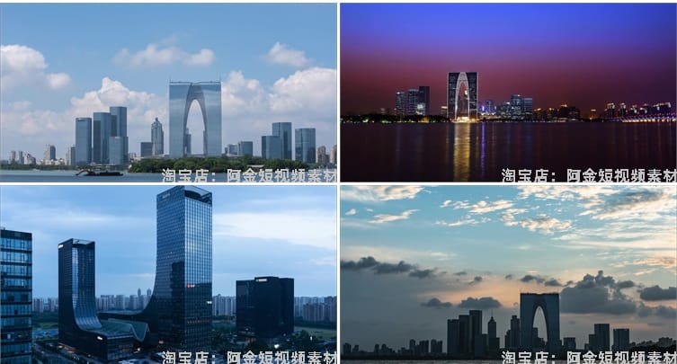 苏州城市园林古城景点航拍风景素材高清旅游自然治愈系短视频背景