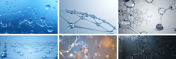 三维分子结构蓝色晶体离子原子微观元素物理化学石墨烯碳视频素材