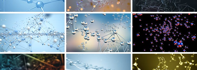 三维分子结构蓝色晶体离子原子微观元素物理化学石墨烯碳视频素材