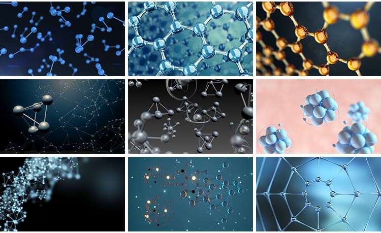 三维分子结构蓝色晶体离子原子微观元素物理化学石墨烯碳视频素材