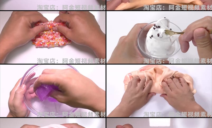 史莱姆水晶泥手工国外横屏高清解压小说推文素材无水印短视频引流
