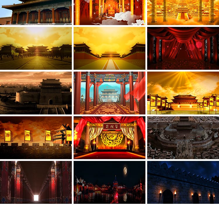 古代建筑古代厅堂屏风衙门宫殿城墙府邸楼阁LED高清背景视频素材