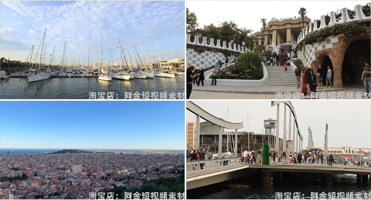 西班牙巴萨罗那塞维利亚街景人流街头城市风景素材高清旅游视频