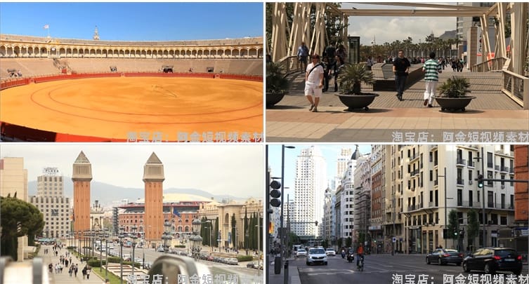 西班牙巴萨罗那塞维利亚街景人流街头城市风景素材高清旅游视频