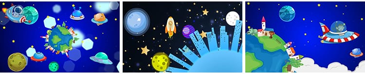 卡通航天太空宇宙飞船星空宇航员儿童舞台表演出LED背景视频素材