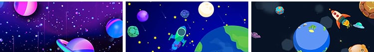 卡通航天太空宇宙飞船星空宇航员儿童舞台表演出LED背景视频素材