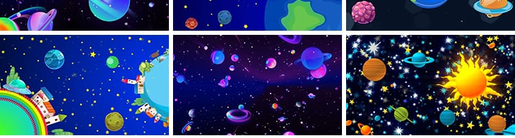 卡通航天太空宇宙飞船星空宇航员儿童舞台表演出LED背景视频素材