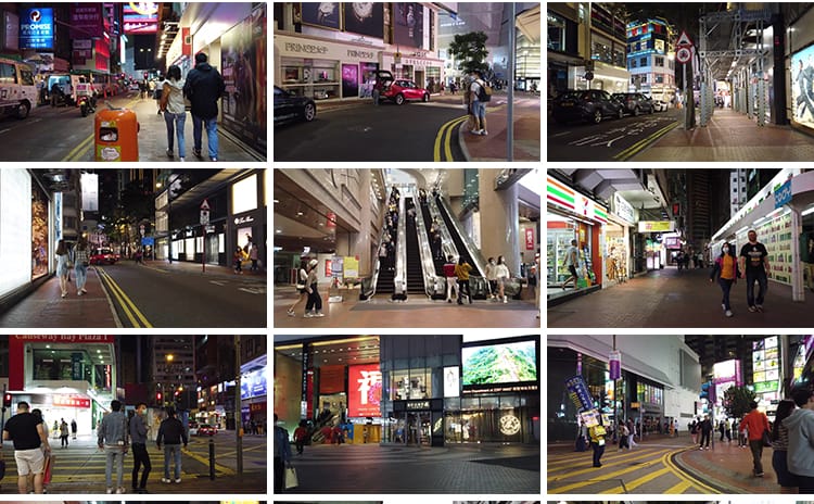 香港城市夜景走拍漫步街道人文白天街景街拍人流车流街头视频素材