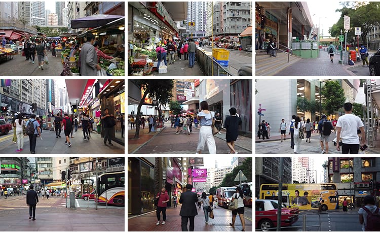 香港城市夜景走拍漫步街道人文白天街景街拍人流车流街头视频素材