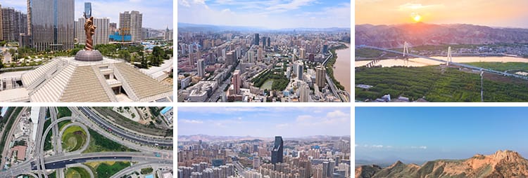 甘肃兰州城市建筑地标风景点旅游航拍风光黄河大桥夜景短视频素材