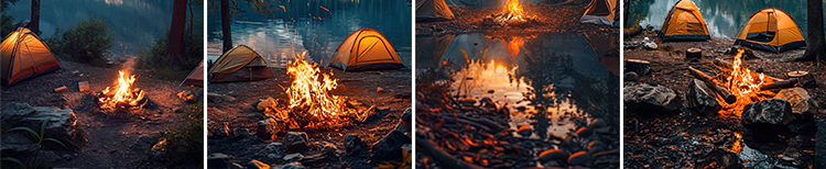 户外露营火堆篝火野外野营地帐篷绿幕动态视频直播间背景图片素材