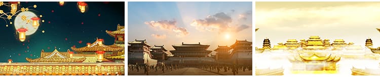 中国风宫殿唐朝金銮殿天宫古代建筑古风水墨舞台LED背景视频素材