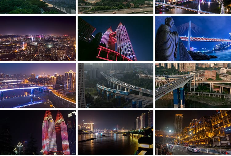 重庆航拍城市建筑夜景解放碑CBD大礼堂洪崖洞长江大桥短视频素材