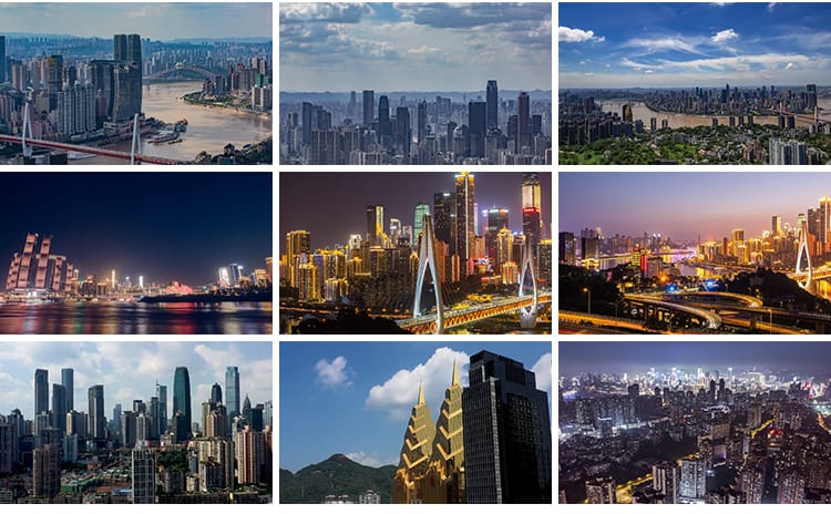 重庆航拍城市建筑夜景解放碑CBD大礼堂洪崖洞长江大桥短视频素材