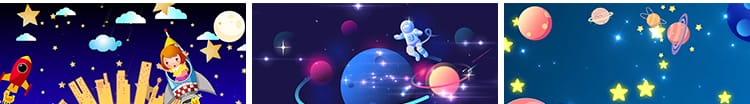 卡通儿童星空星球星系地球宇宙火箭太空动态舞台LED背景视频素材