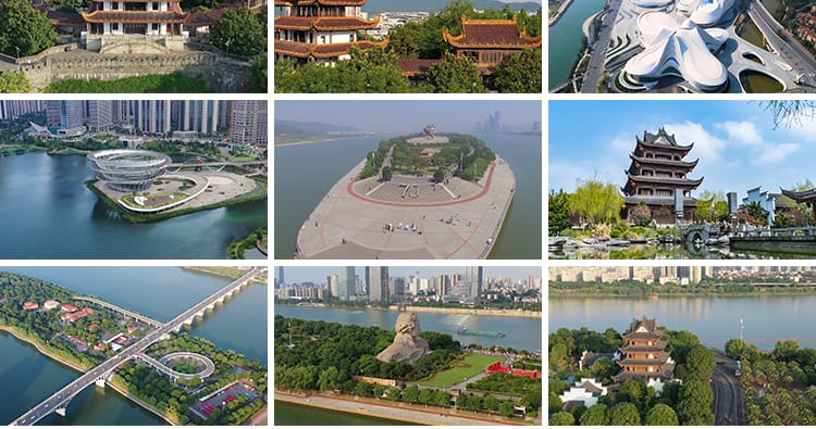 4K长沙地标航拍延时城市建筑CBD风光湘江橘子洲旅游景点视频素材