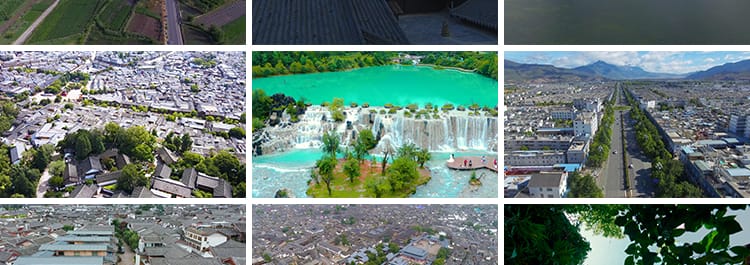 丽江风景点民俗古城古镇建筑景区地标航拍风光高清剪辑短视频素材