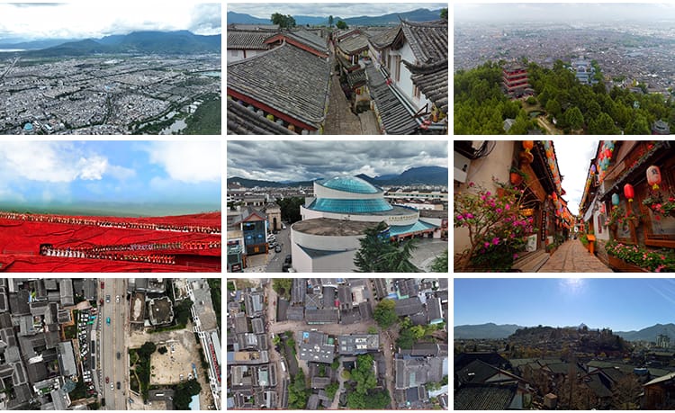 丽江风景点民俗古城古镇建筑景区地标航拍风光高清剪辑短视频素材