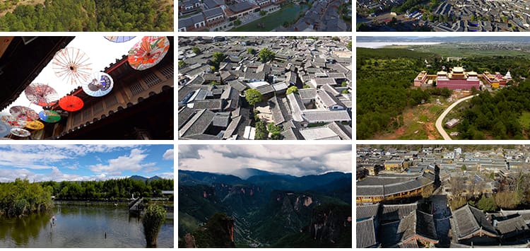 丽江风景点民俗古城古镇建筑景区地标航拍风光高清剪辑短视频素材