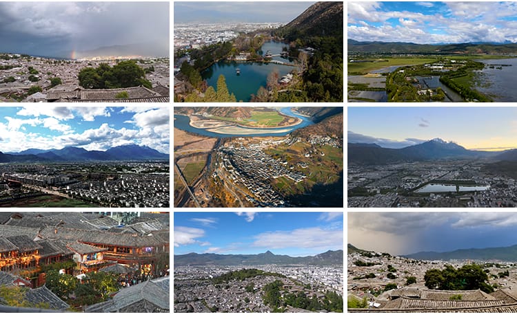 丽江风景点民俗古城古镇建筑景区地标航拍风光高清剪辑短视频素材