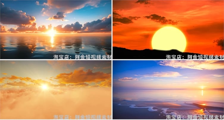 日出日落夕阳风景太阳升起晚会抖音绿幕动态直播led背景视频素材