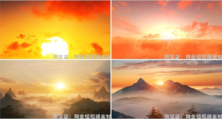 日出日落夕阳风景太阳升起晚会抖音绿幕动态直播led背景视频素材