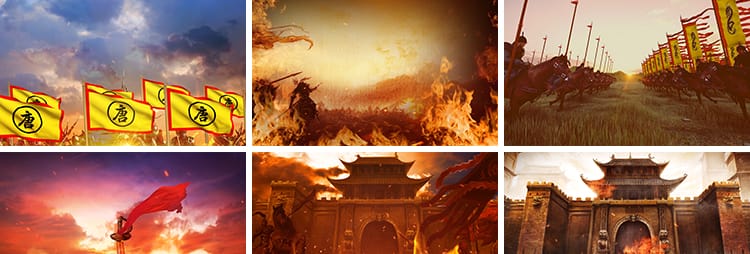 战火硝烟战场建筑废墟残酷古代战争抗战LED舞台朗诵背景视频素材
