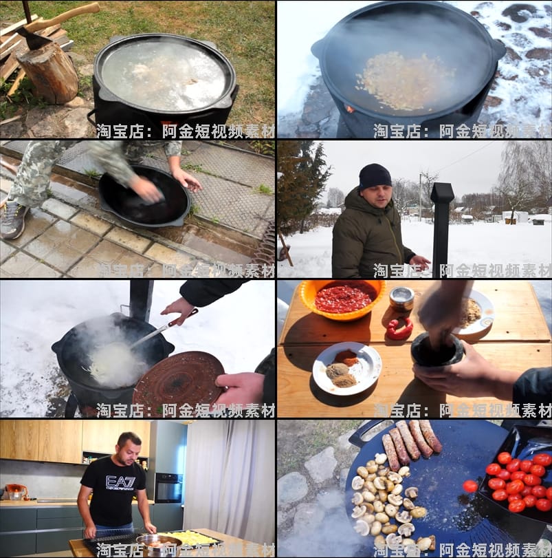 俄罗斯美食制作烹饪料理高清横屏国外直播解压视频小说推文素材