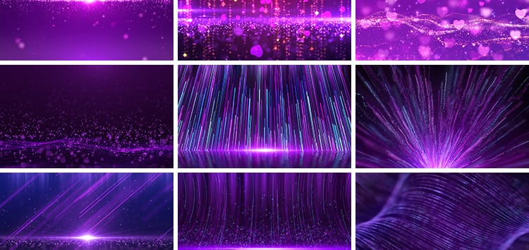 唯美梦幻紫色粒子星光星空直播演唱婚礼舞台舞蹈led背景视频素材