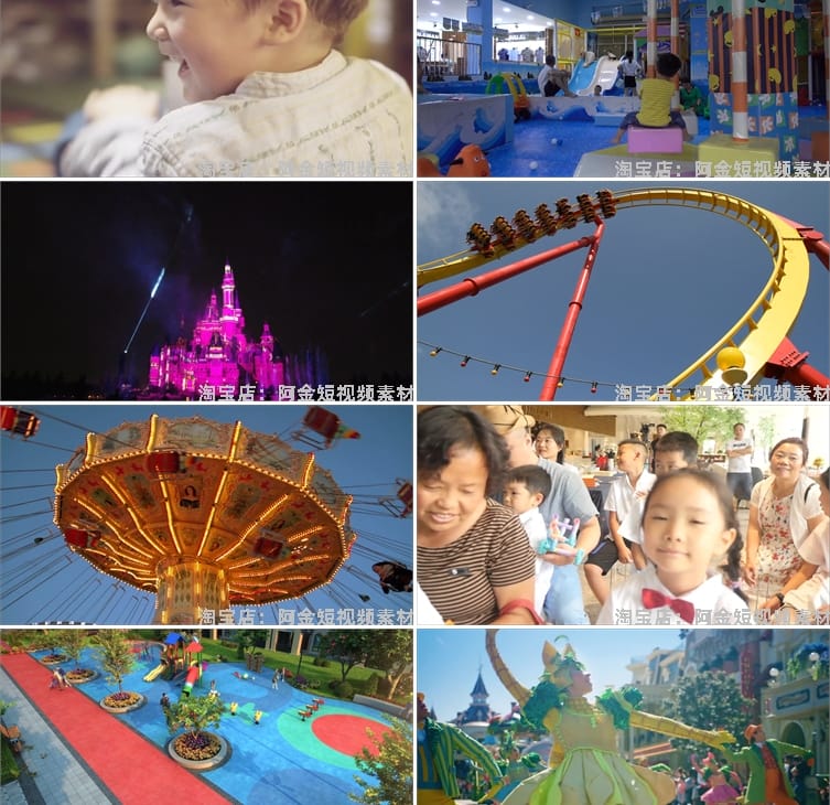 上海迪士尼游乐园实景高清灯光秀放烟花表演城堡实拍夜景视频素材