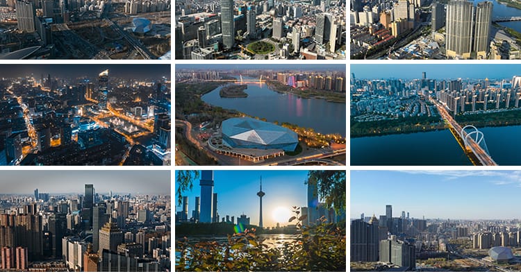 辽宁沈阳地标城市建筑风光夜景CBD天际线旅游景点航拍短视频素材