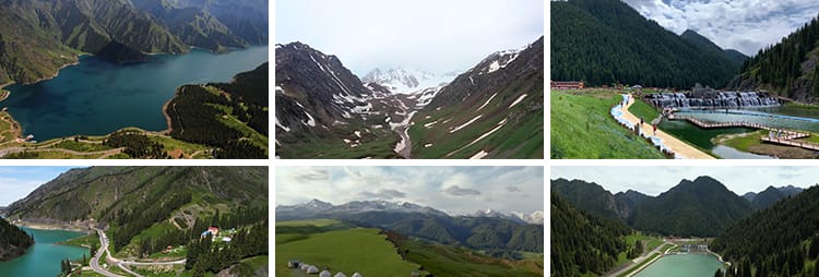 新疆天山风光天池景区湖泊雪山风景点山脉云海森林高清短视频素材