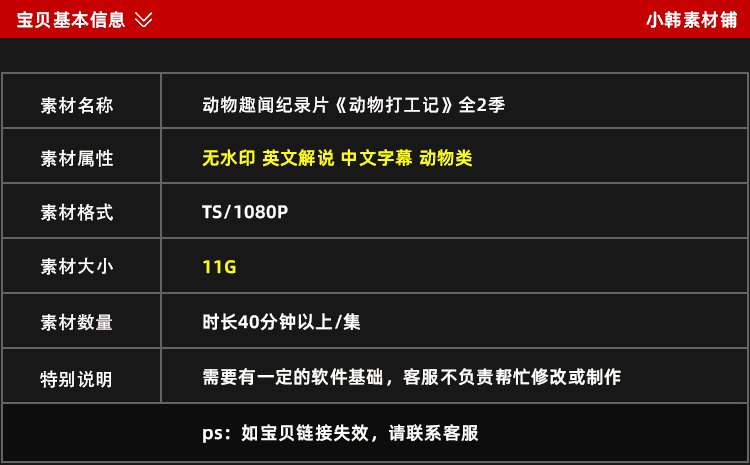 动物趣闻纪录片动物打工记全2季中视频自媒体解说高清视频素材